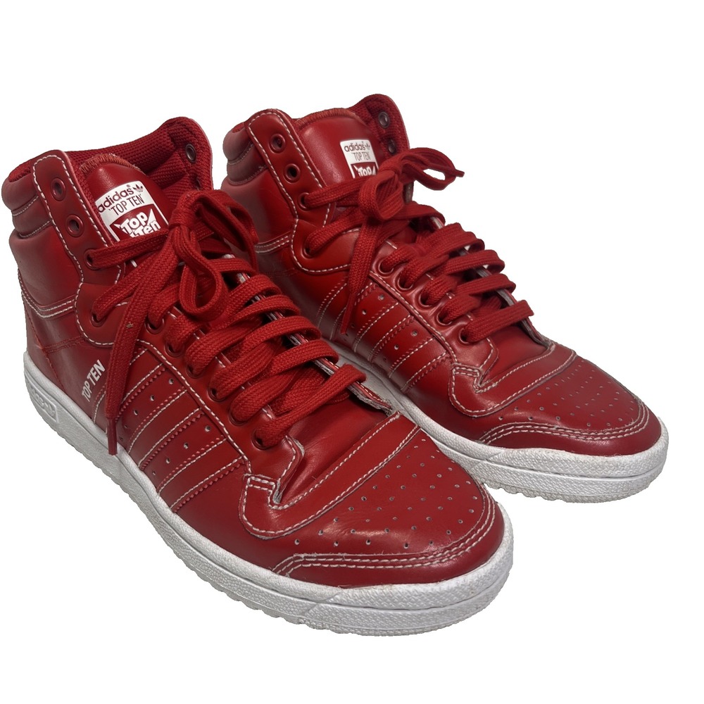 Adidas Top Ten Shoes Mens Size 8 Red White High Top Basketball Sneaker
